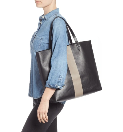 Madewell Paint Stripe Transport Leather Tote Black In True Black Stripe ModeSens