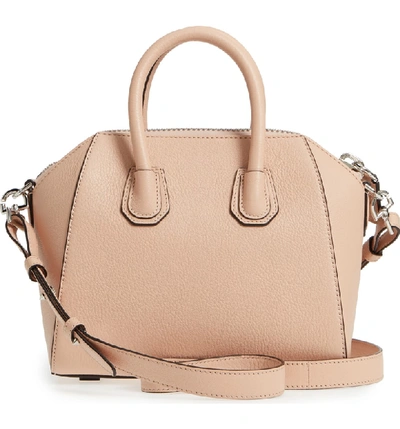 Shop Givenchy 'mini Antigona' Sugar Leather Satchel - Beige In Powder