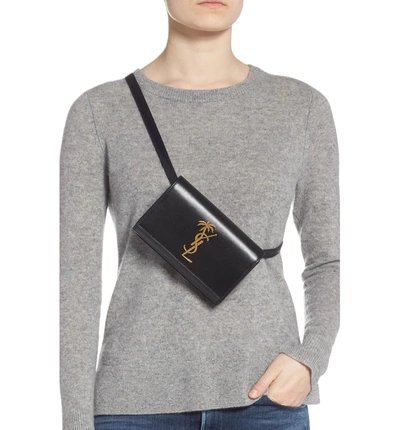 Shop Saint Laurent Kate Leather Belt Bag In Noir