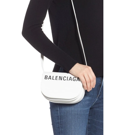 Shop Balenciaga Extra Small Ville Calfskin Saddle Bag - White In White/ Black