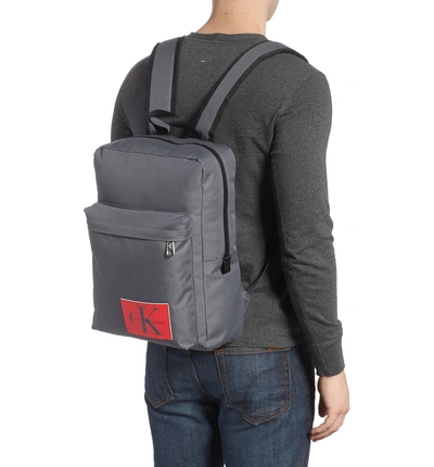 Shop Calvin Klein Slim Square Backpack - Grey In Charcoal