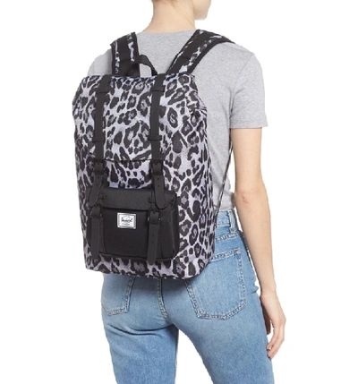 Shop Herschel Supply Co Little America - Mid Volume Backpack - Black In Snow Leopard/ Black
