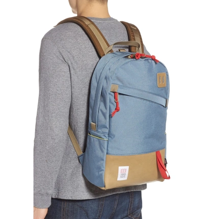 Shop Topo Designs Canvas & Leather Daypack - Blue In Storm/khaki Leather
