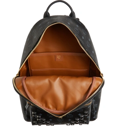 Shop Mcm Medium Stark - Visetos Studded Logo Backpack - Black