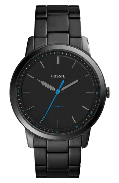 Shop Fossil Minimalist Bracelet Watch, 44mm In Black/ Blue