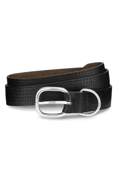 Shop Allen Edmonds Croco Print Leather Belt In Black