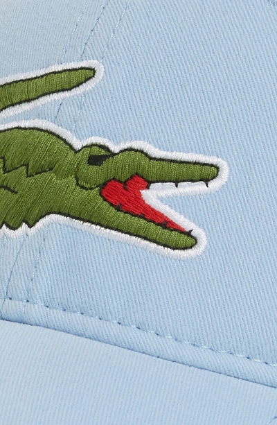 Shop Lacoste 'big Croc' Logo Embroidered Cap In Lake Blue