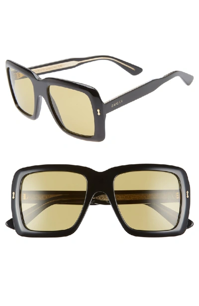 Shop Gucci 53mm Square Sunglasses - Black/khaki
