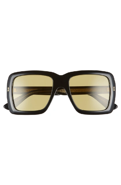 Shop Gucci 53mm Square Sunglasses - Black/khaki