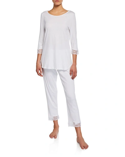 Shop Hanro Valencia Crop Pajama Set In White