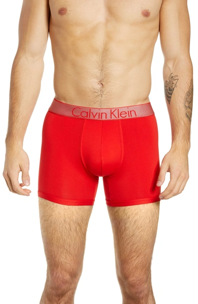 Shop Calvin Klein Customized Stretch Boxer Briefs In High Risk Red