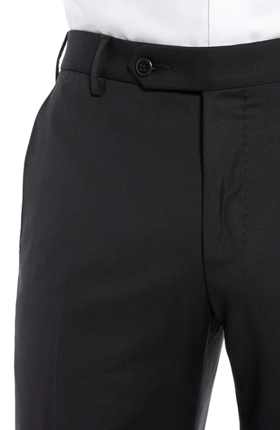 Shop Zanella Parker Flat Front Solid Wool Trousers In Black