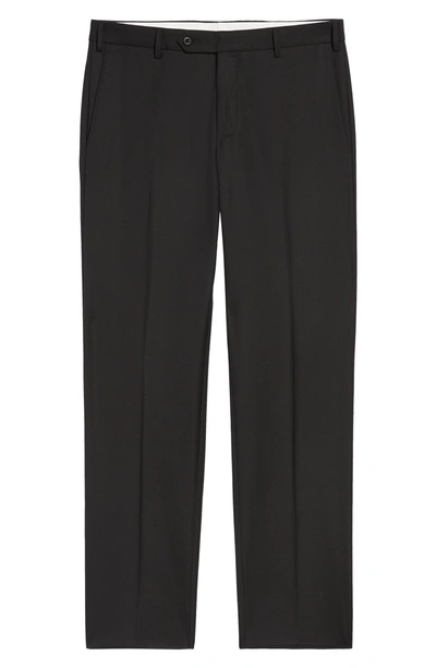 Shop Zanella Parker Flat Front Solid Wool Trousers In Black