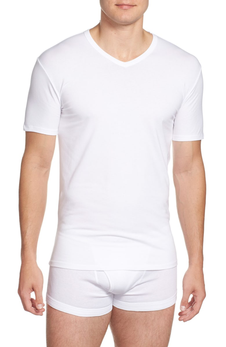 Calvin Klein Men's Stretch Cotton V-neck Undershirt 2-pack In White 