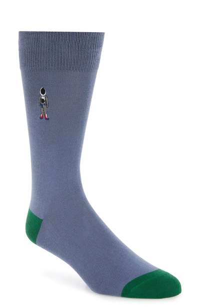 Shop Paul Smith Embroidered People Socks In Light Blue