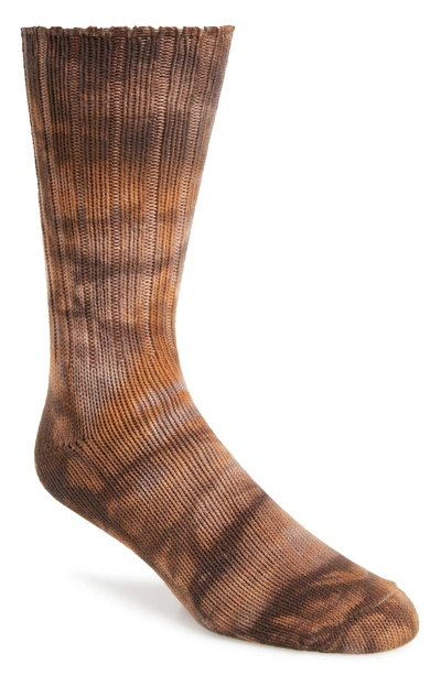 Shop Anonymous Ism Uneven Dye Socks In Brown