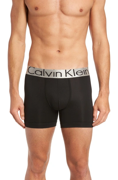 Shop Calvin Klein Steel Micro 3-pack Boxer Briefs In Black