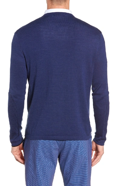 Shop Greyson Guide Merino Wool Blend V-neck Sweater In Indigo