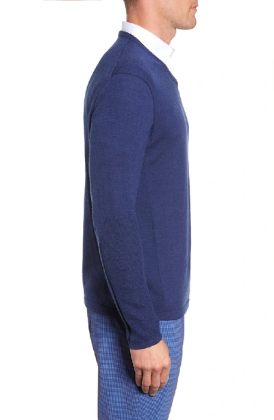 Shop Greyson Guide Merino Wool Blend V-neck Sweater In Indigo