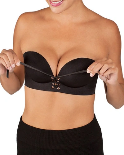 Shop Fashion Forms U-plunge Push-up Backless Strapless Adhesive Bra In Black