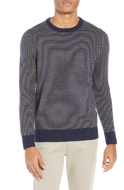 Shop Jcrew Rugged Bird's Eye Merino Wool Blend Sweater In Navy