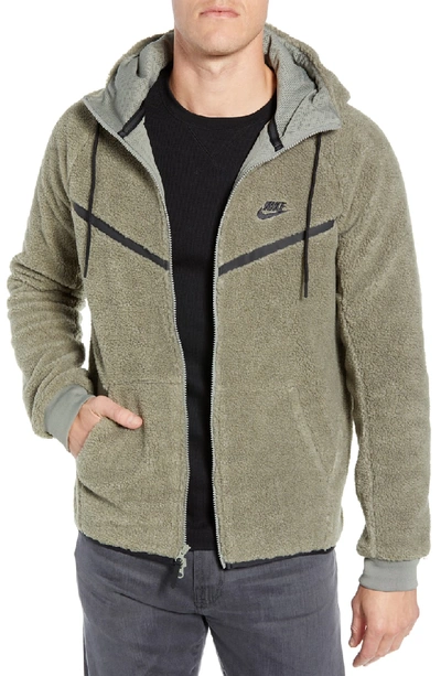 Fleece Zip Hoodie In Dark Stucco/ Black | ModeSens