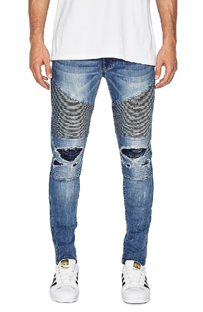 Shop Nxp Combination Moto Skinny Moto Jeans In Milwaukee Blue