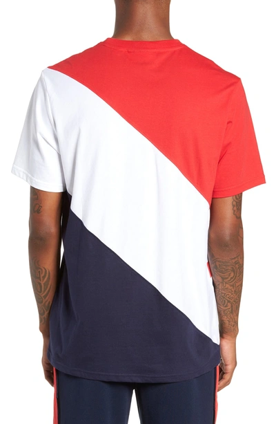 Shop Fila Rowan Colorblock Logo T-shirt In Peacoat/ White/ Chinese Red