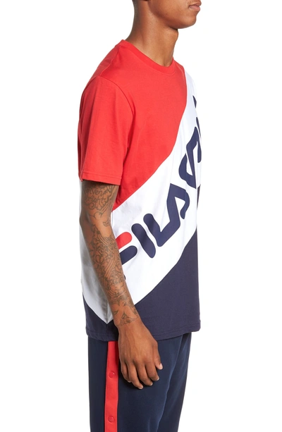 Shop Fila Rowan Colorblock Logo T-shirt In Peacoat/ White/ Chinese Red