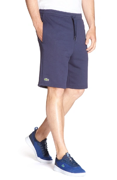 Shop Lacoste Sport Fleece Shorts In Navy Blue