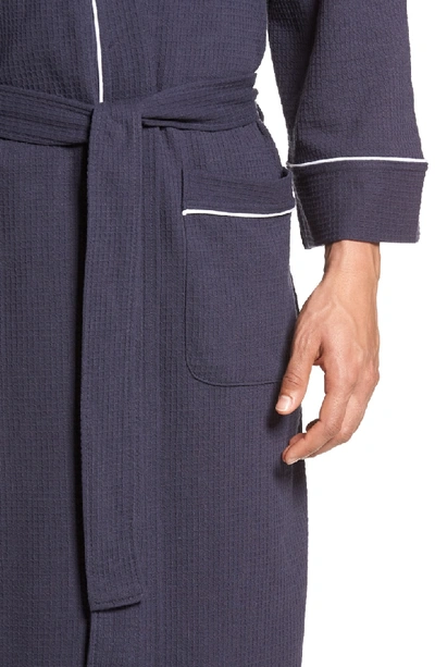 Majestic International Waffle Knit Robe In Navy