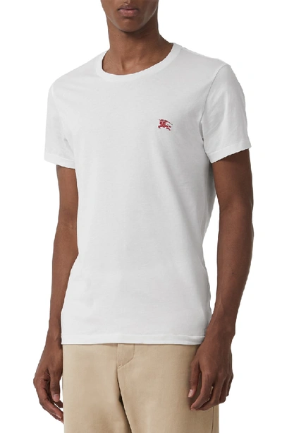 Shop Burberry Logo Embroidered Crewneck T-shirt In True White