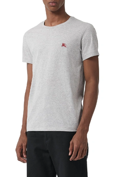 Shop Burberry Logo Embroidered Crewneck T-shirt In Grey Melange