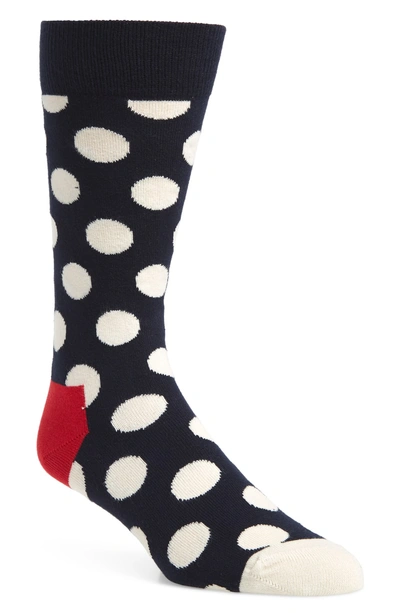Shop Happy Socks Big Dot Socks In Navy/ White