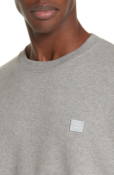 Shop Acne Studios Forba Face Sweatshirt In Light Grey Melange