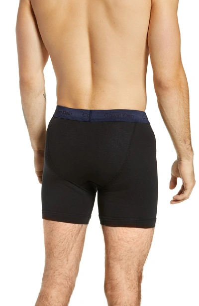 Shop Calvin Klein 3-pack Boxer Briefs In Black W/ Navy/ Monument/ Blue