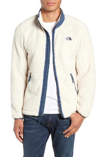 Shop The North Face Campshire Zip Fleece Jacket In Vintage White/ Shady Blue
