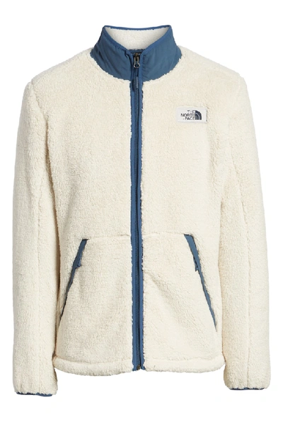 Shop The North Face Campshire Zip Fleece Jacket In Vintage White/ Shady Blue
