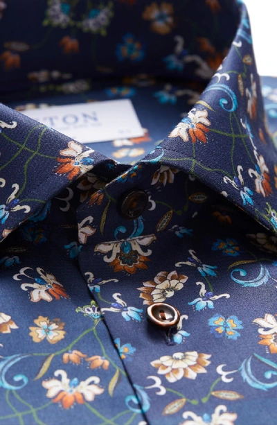 Shop Eton Contemporary Fit Floral Dress Shirt In Navy Blue