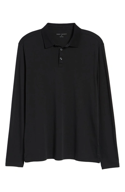 Shop Robert Barakett Batiste Long Sleeve Polo In Black