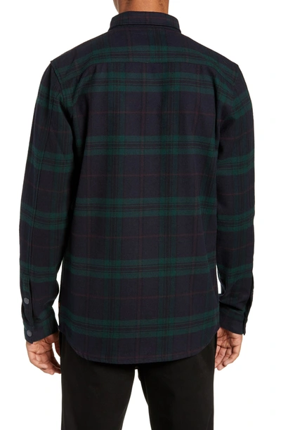 Shop Globe Clifton Long Sleeve Flannel Shirt In Bottle Green