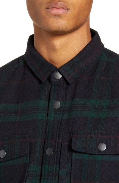 Shop Globe Clifton Long Sleeve Flannel Shirt In Bottle Green