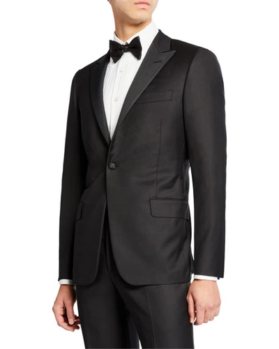 Hickey Freeman Men's Peak-lapel Solid Tuxedo Suit In Black Solid