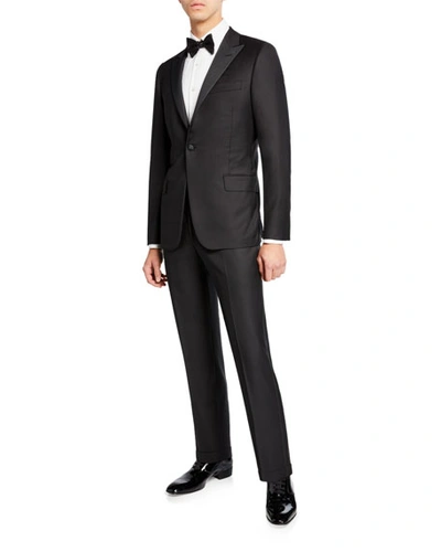 Hickey Freeman Men's Peak-lapel Solid Tuxedo Suit In Black Solid