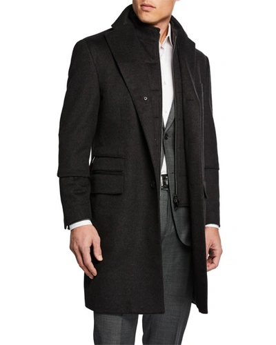 Corneliani Men's Id Wool Top Coat, Gray In Gray