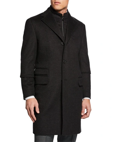Corneliani Men's Id Wool Top Coat, Gray In Gray