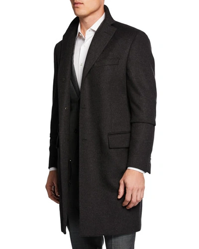 Corneliani Men's Id Wool Top Coat, Gray In Gray