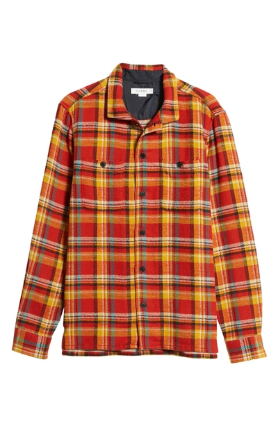 Shop Frame Classic Fit Flannel Shirt Jacket In Dark Rouge Multi