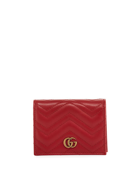 Gucci Gg Marmont Quilted Leather Flap Card Case In Red | ModeSens