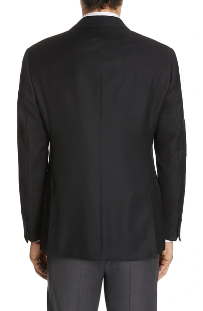 Shop Emporio Armani Trim Fit Wool Blazer In Solid Black